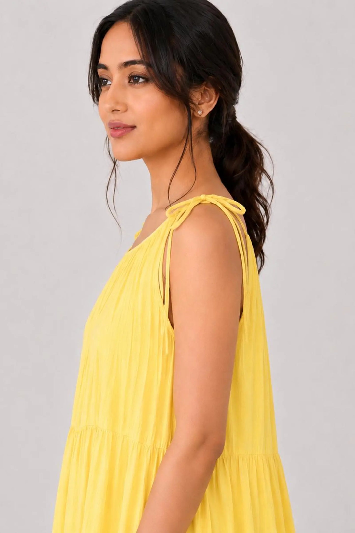 Mishika Yellow Mul Cotton Dress