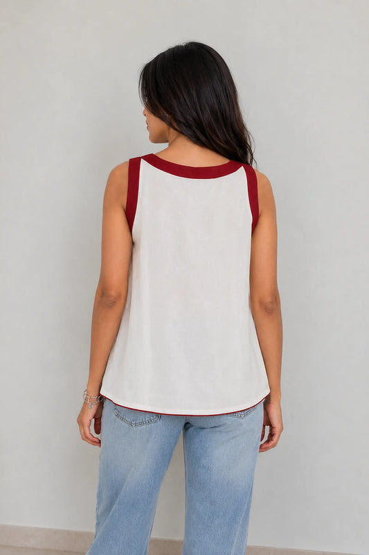 Pakhi Maroon Hand Embroidered Cotton Top