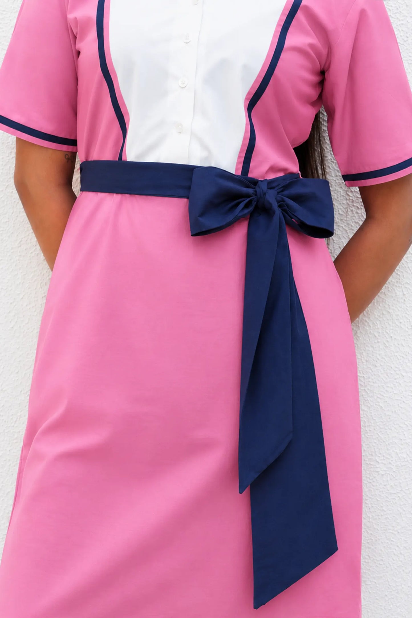 Chloe Pink Popline Dress With Belt