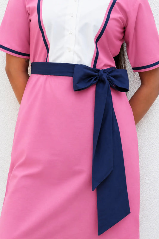 Chloe Pink Popline Dress With Belt