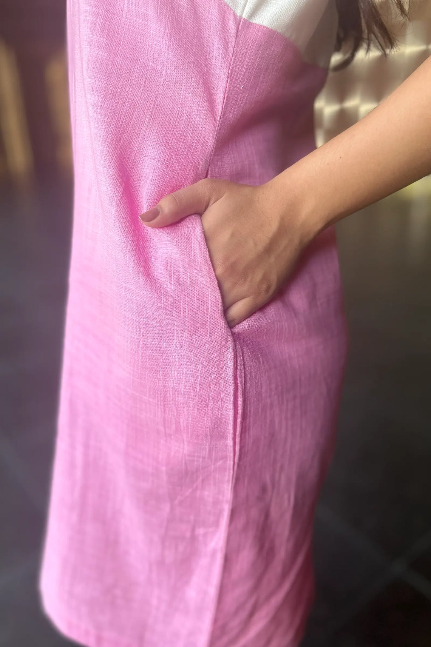 Liora Pink Slub Cotton Dress