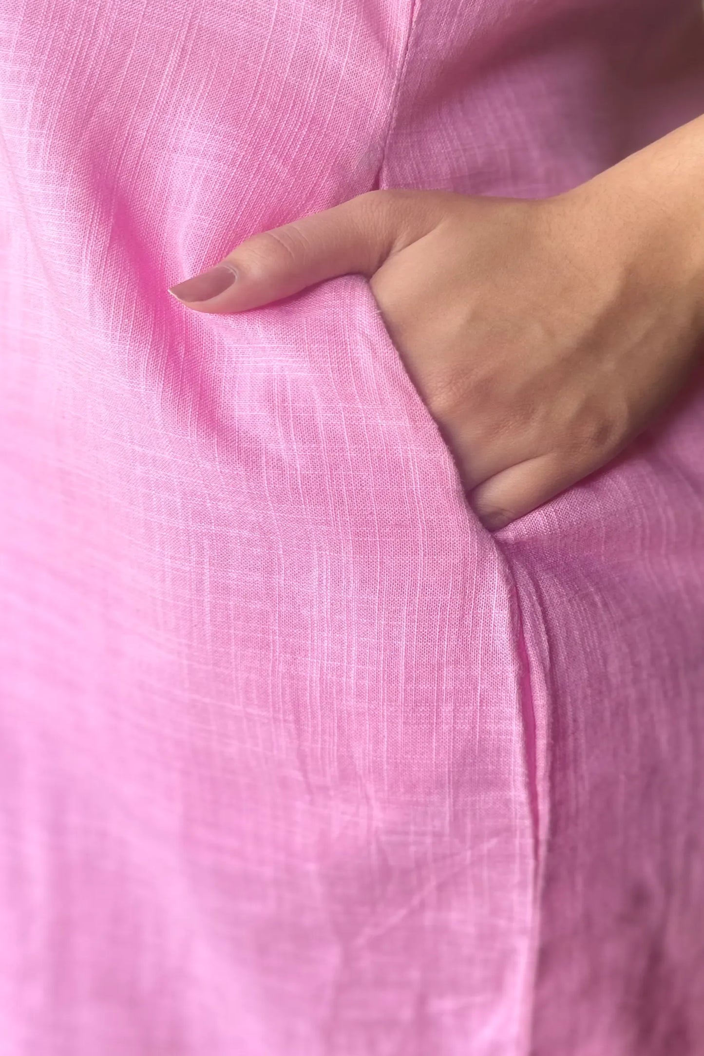 Sienna Bubblegum Pink Slub Cotton Co-Ord Set With Belt