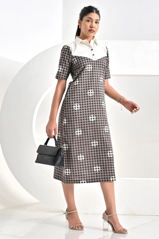 Zara Grey Long Cotton Dress