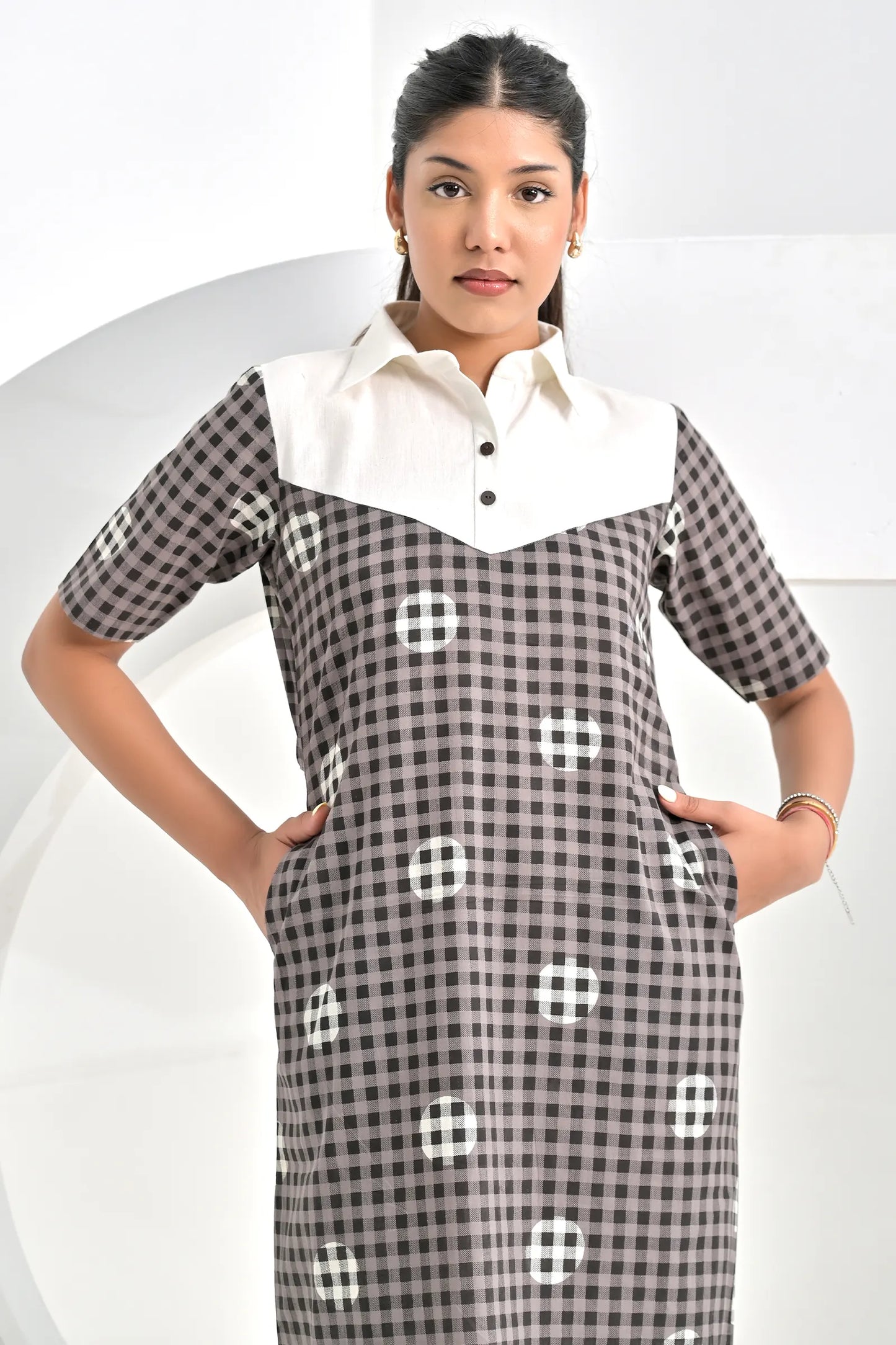 Zara Grey Long Cotton Dress
