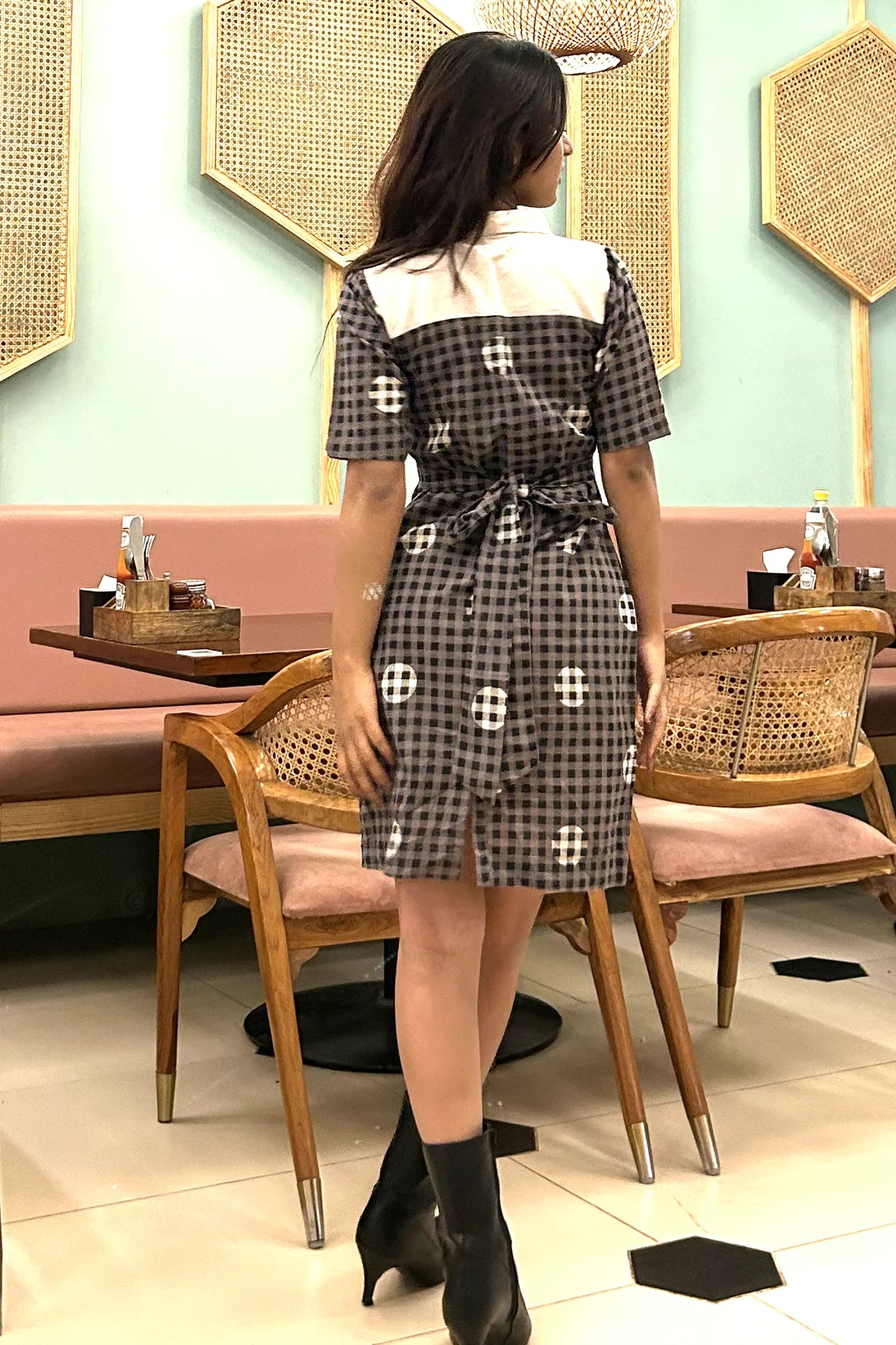 Zara Grey Short Cotton Dress