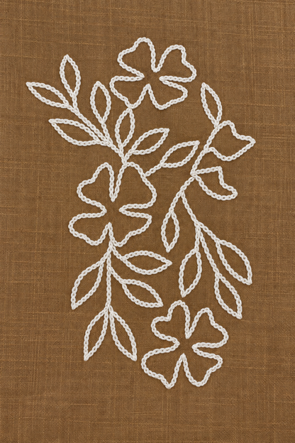 Aria Hand Embroidered Brown Slub Cotton Co-ord Set