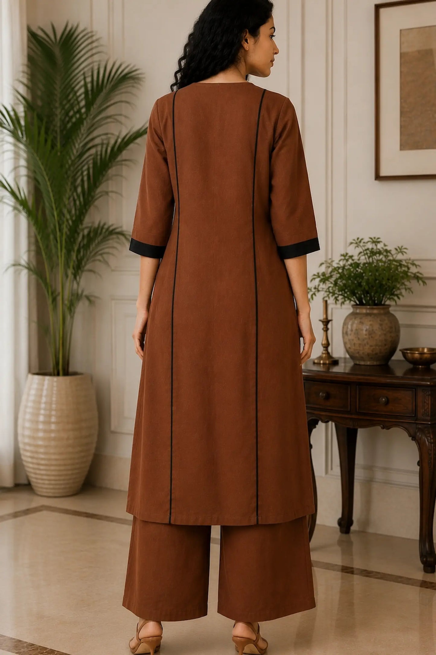 Arya Clay Brown Cotton Kurta Set