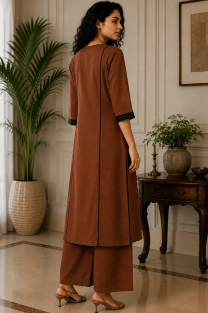 Arya Clay Brown Cotton Kurta Set