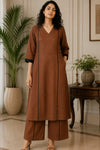 Arya Clay Brown Cotton Kurta Set