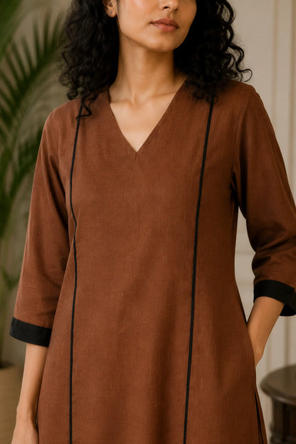Arya Clay Brown Cotton Kurta Set