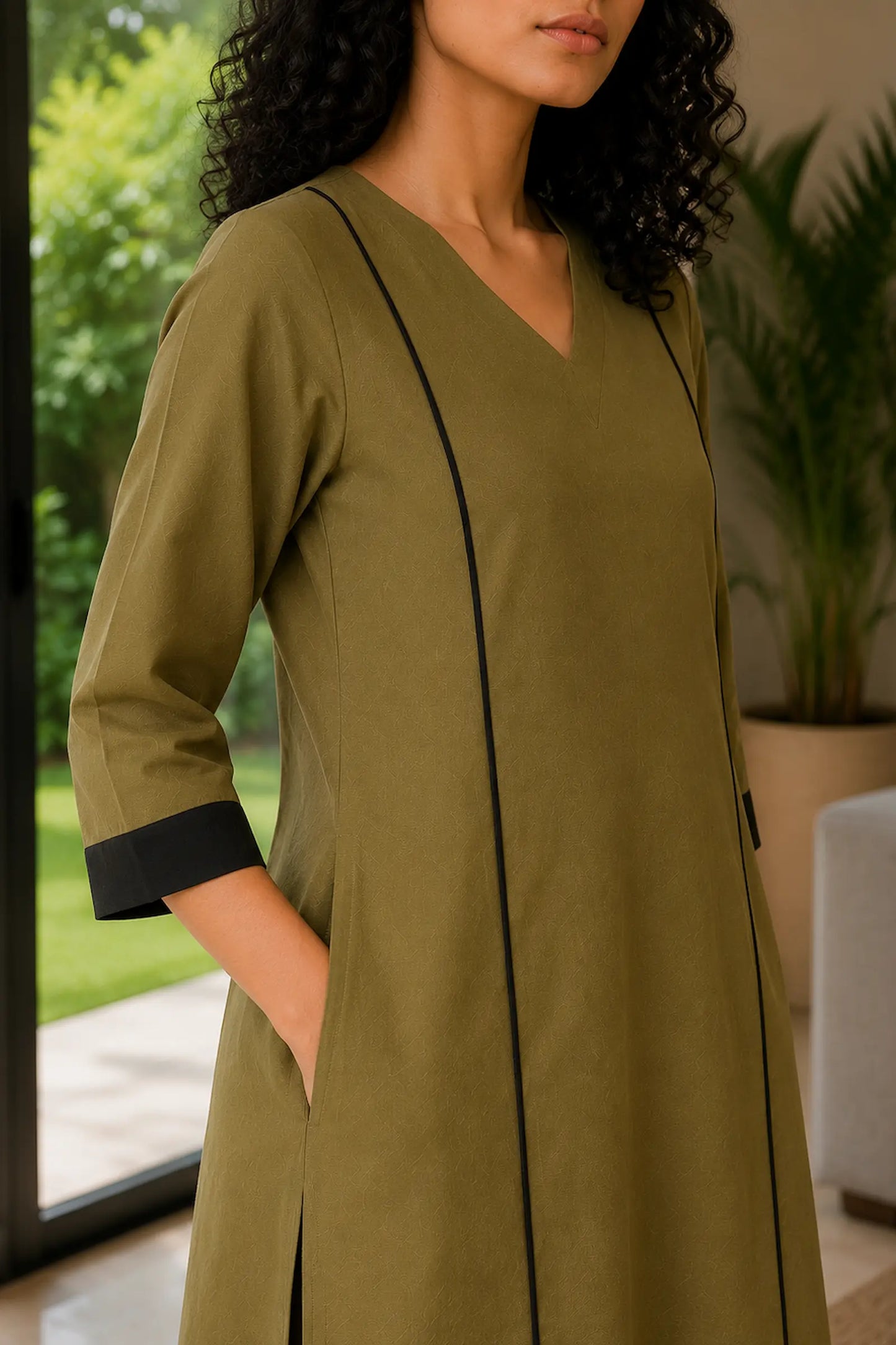 Arya Olive Cotton Kurta Set