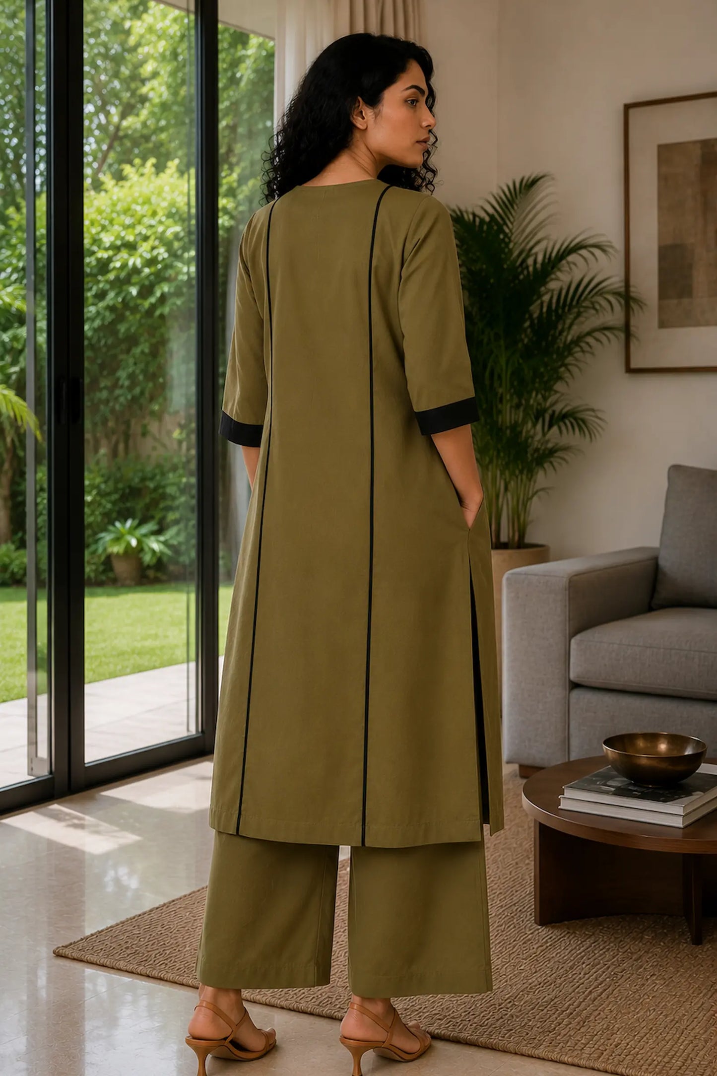 Arya Olive Cotton Kurta Set