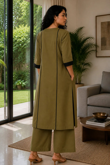 Arya Olive Cotton Kurta Set