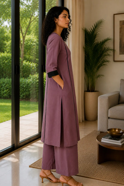 Arya Mauve Cotton Kurta Set