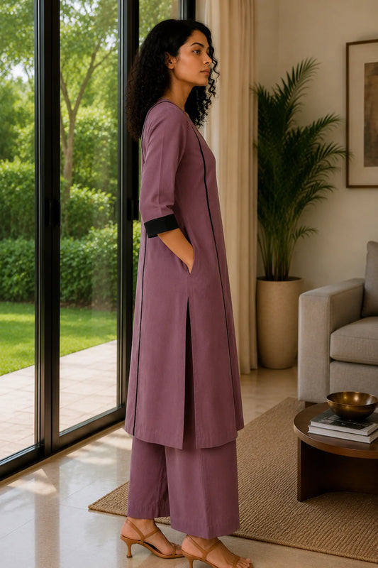 Arya Mauve Cotton Kurta Set