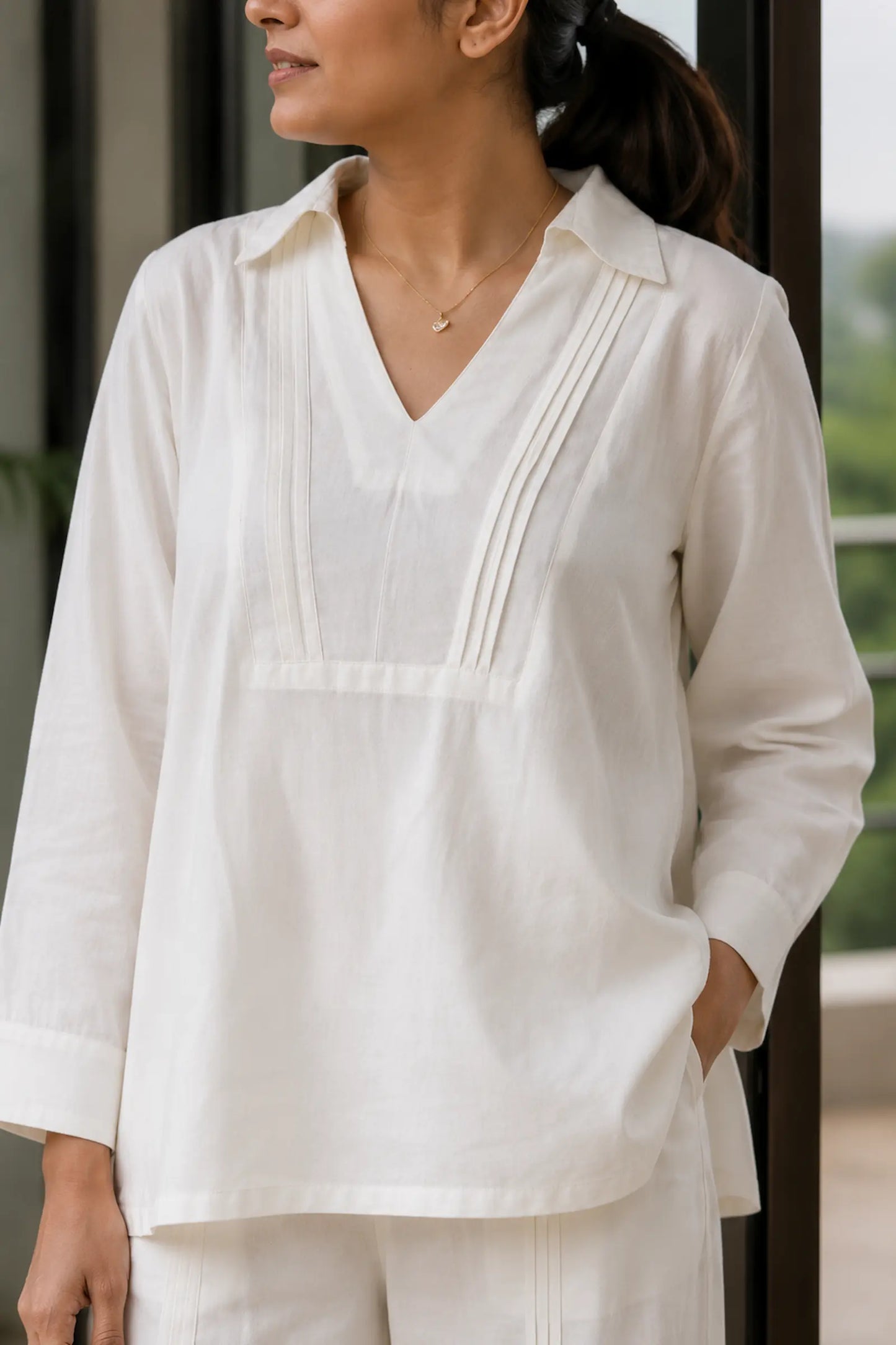 Binu White Pure Cotton Co-ord Set