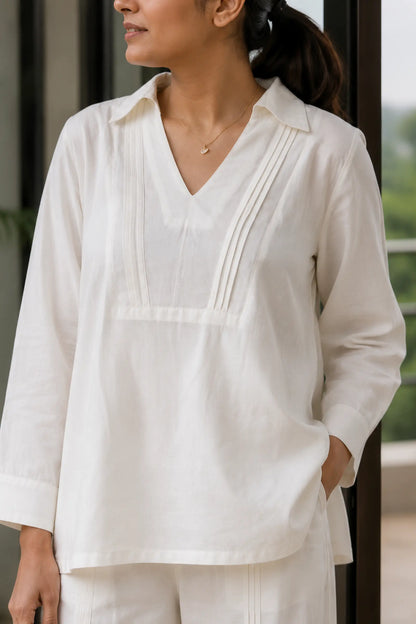 Binu White Pure Cotton Co-ord Set