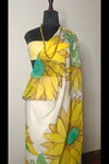 Bold Sunflower Pure Georgette Saree With Blouse