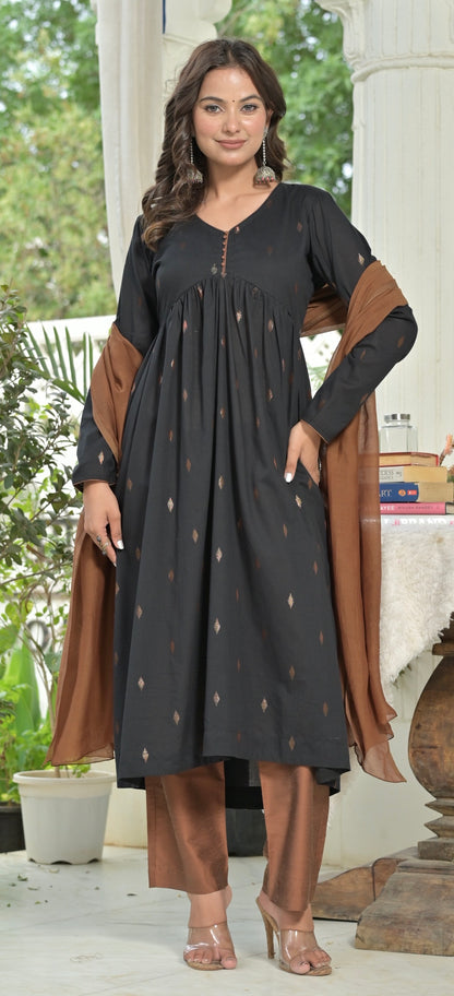 Noa Anarkali Handwoven Cotton Suit