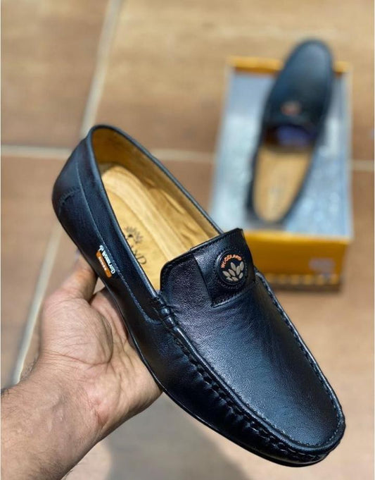 Woodland Golden Black Moccasins