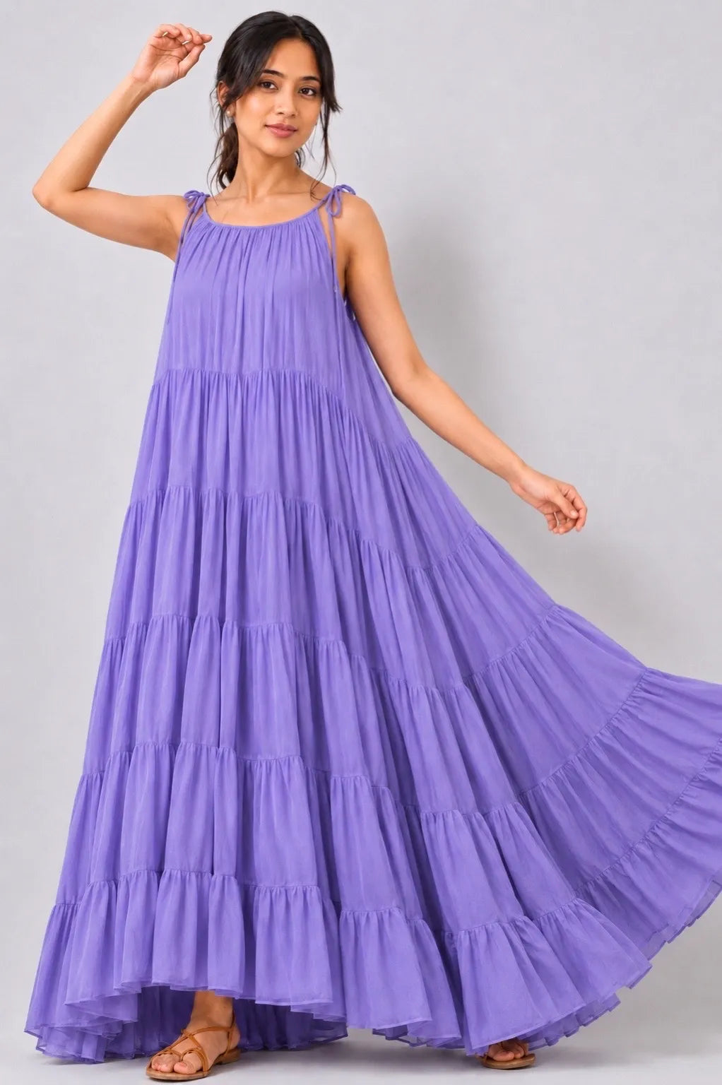 Mishika Purple Mul Cotton Dress