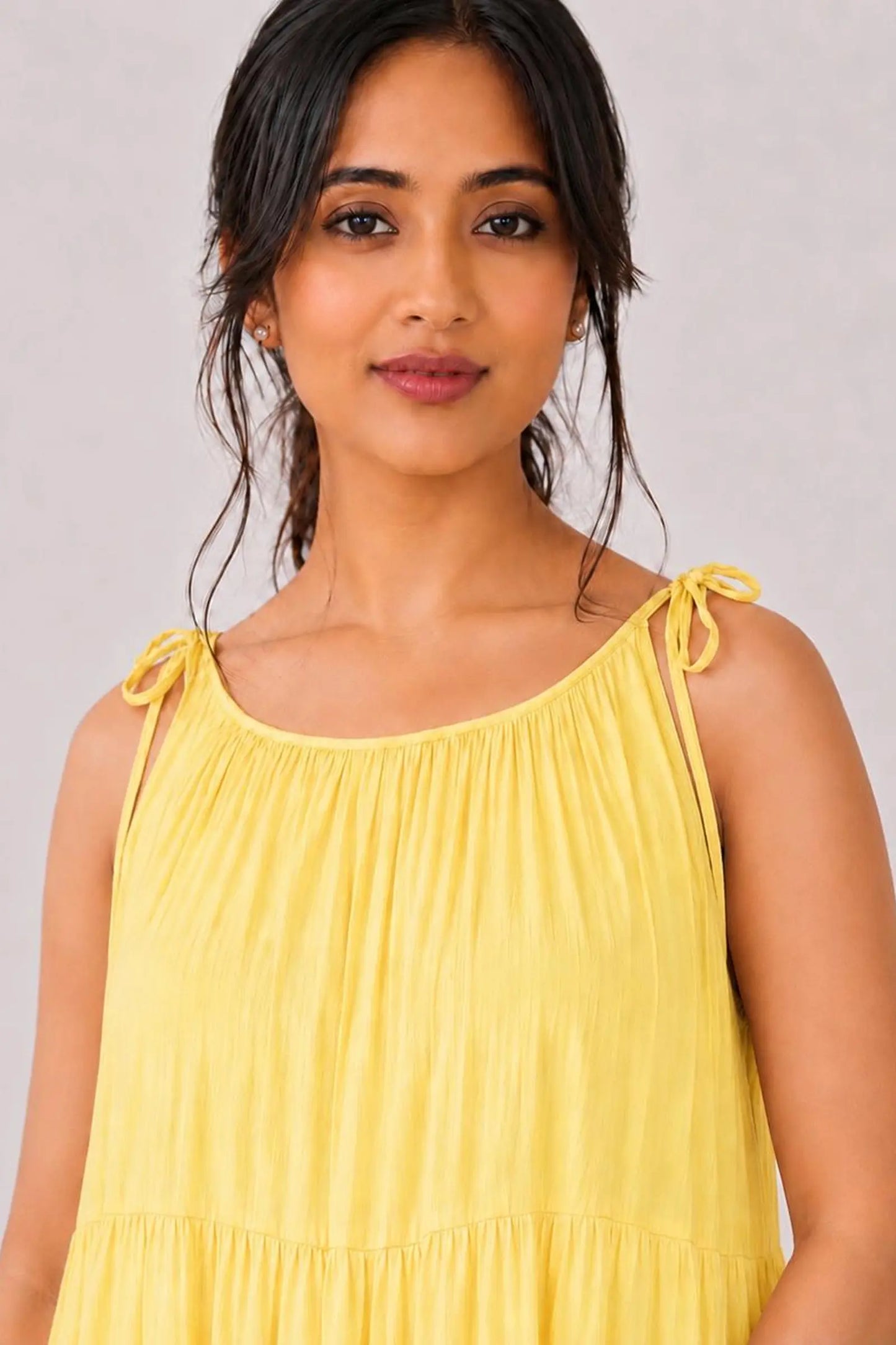 Mishika Yellow Mul Cotton Dress