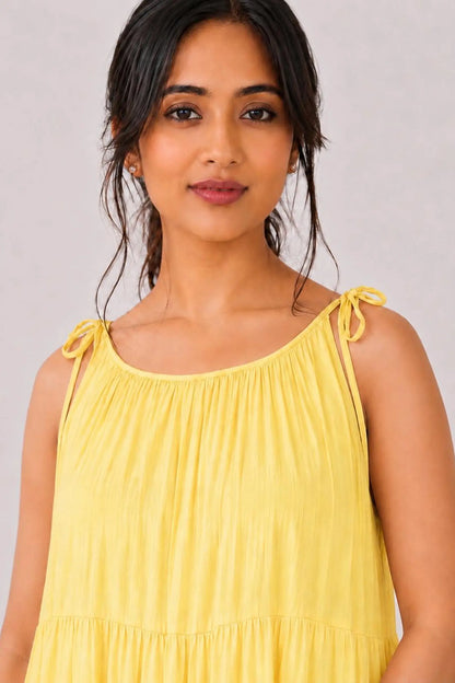 Mishika Yellow Mul Cotton Dress