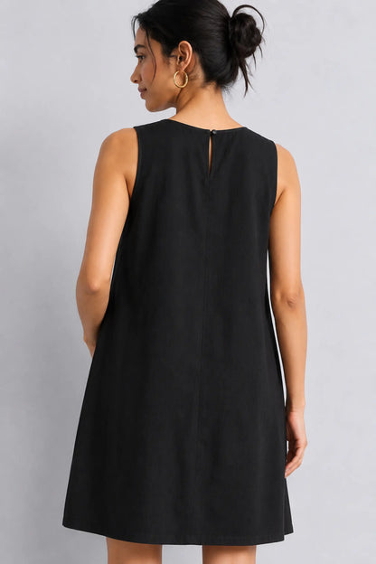 Poshika Black Hand Embroidered Cotton Dress