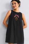 Poshika Black Hand Embroidered Cotton Dress