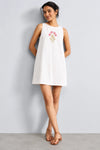 Poshika White Hand Embroidered Cotton Dress