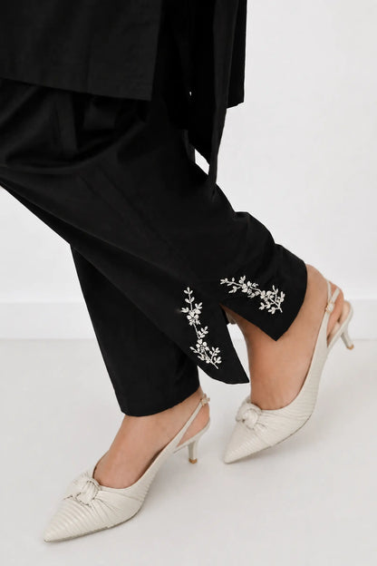 Sasha Hand Embroidered Black Cotton Kurta Set