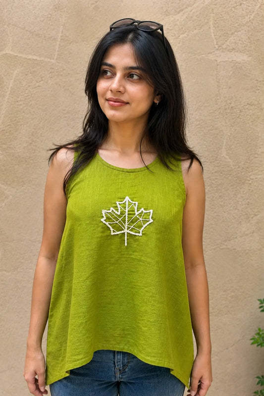 Aarika Hand Embroidered Slub Cotton Top