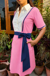 Chloe Pink Popline Dress With Belt