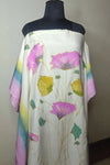Floral Reverie Hand Painted Pure Muslin Kaftan Dress Material