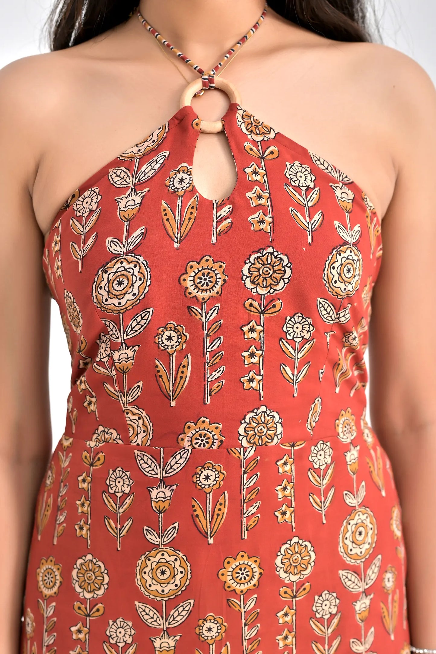 Ishi Hand Block Printed Cotton Kurta Set with Bandana