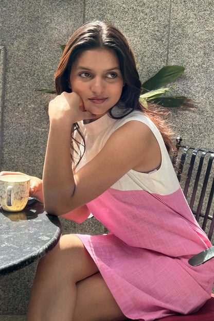 Liora Pink Slub Cotton Dress