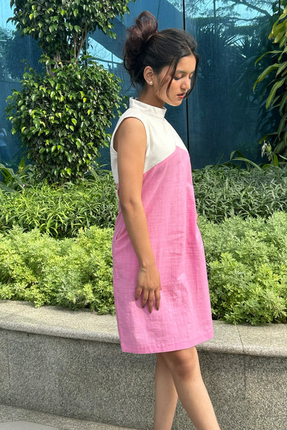 Liora Pink Slub Cotton Dress