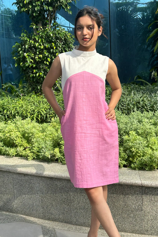 Liora Pink Slub Cotton Dress