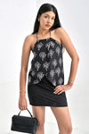 Mysha Black Block Printed Cotton Top