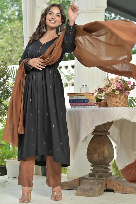 Noa Anarkali Handwoven Cotton Suit