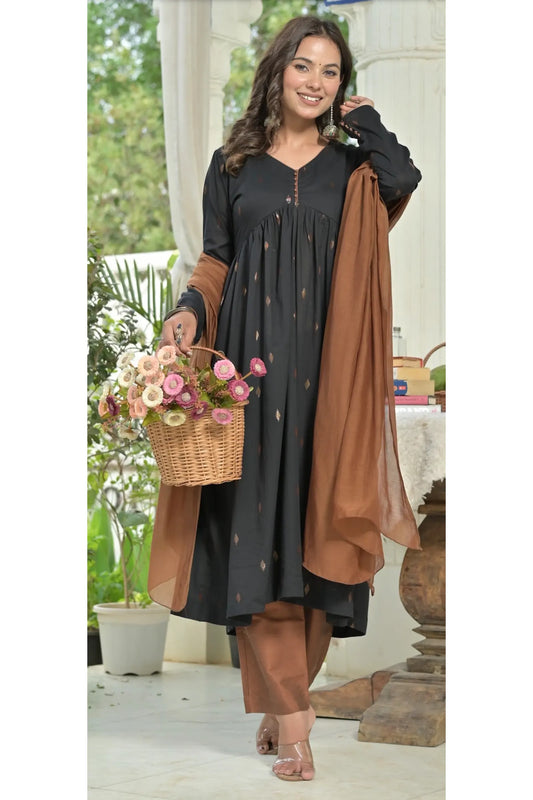 Noa Anarkali Handwoven Cotton Suit