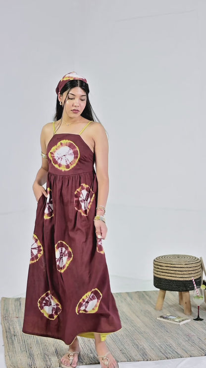 Sheeba Mocha Tie And Dye Cotton Dress