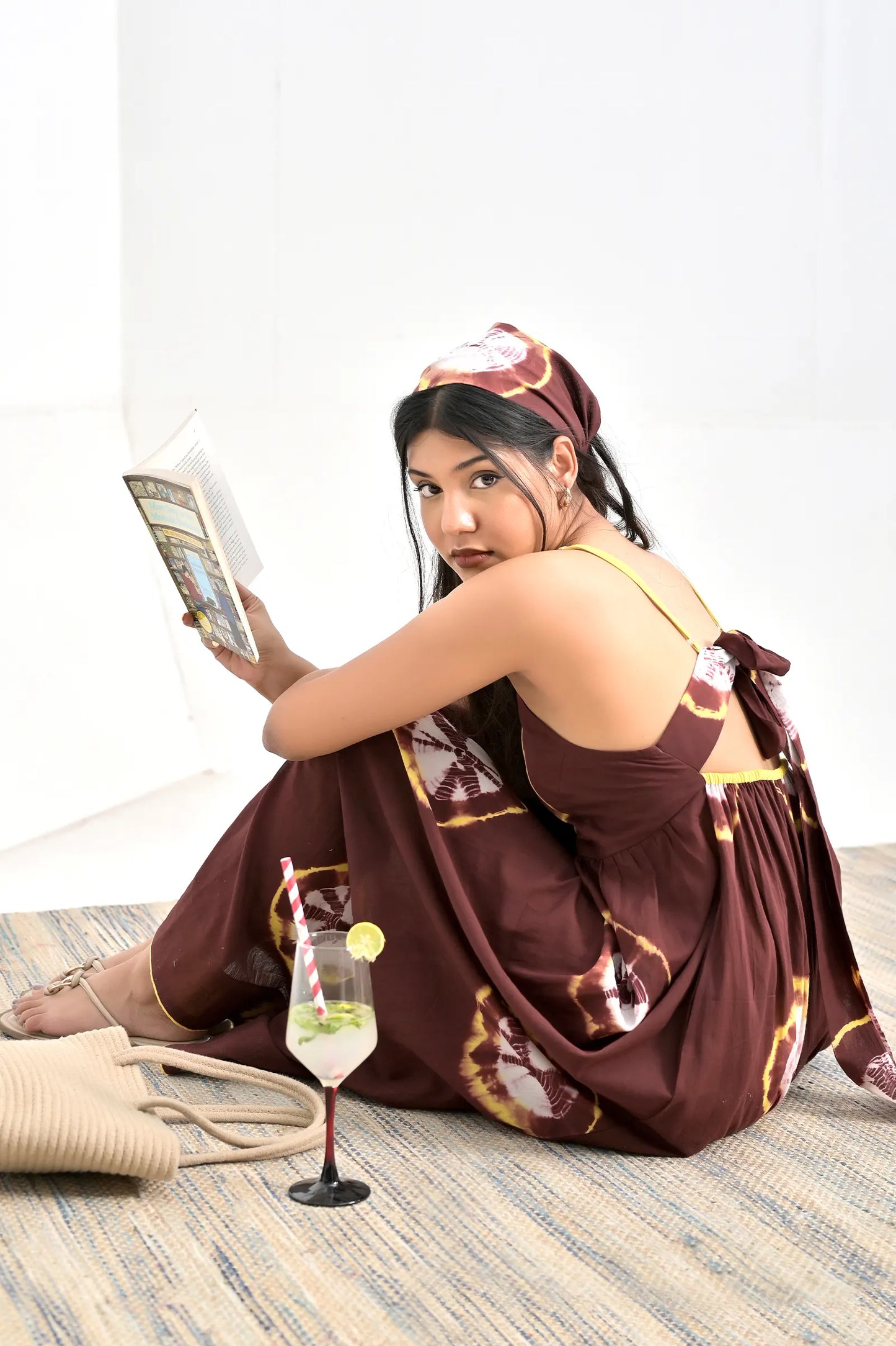 Sheeba Mocha Tie And Dye Cotton Dress