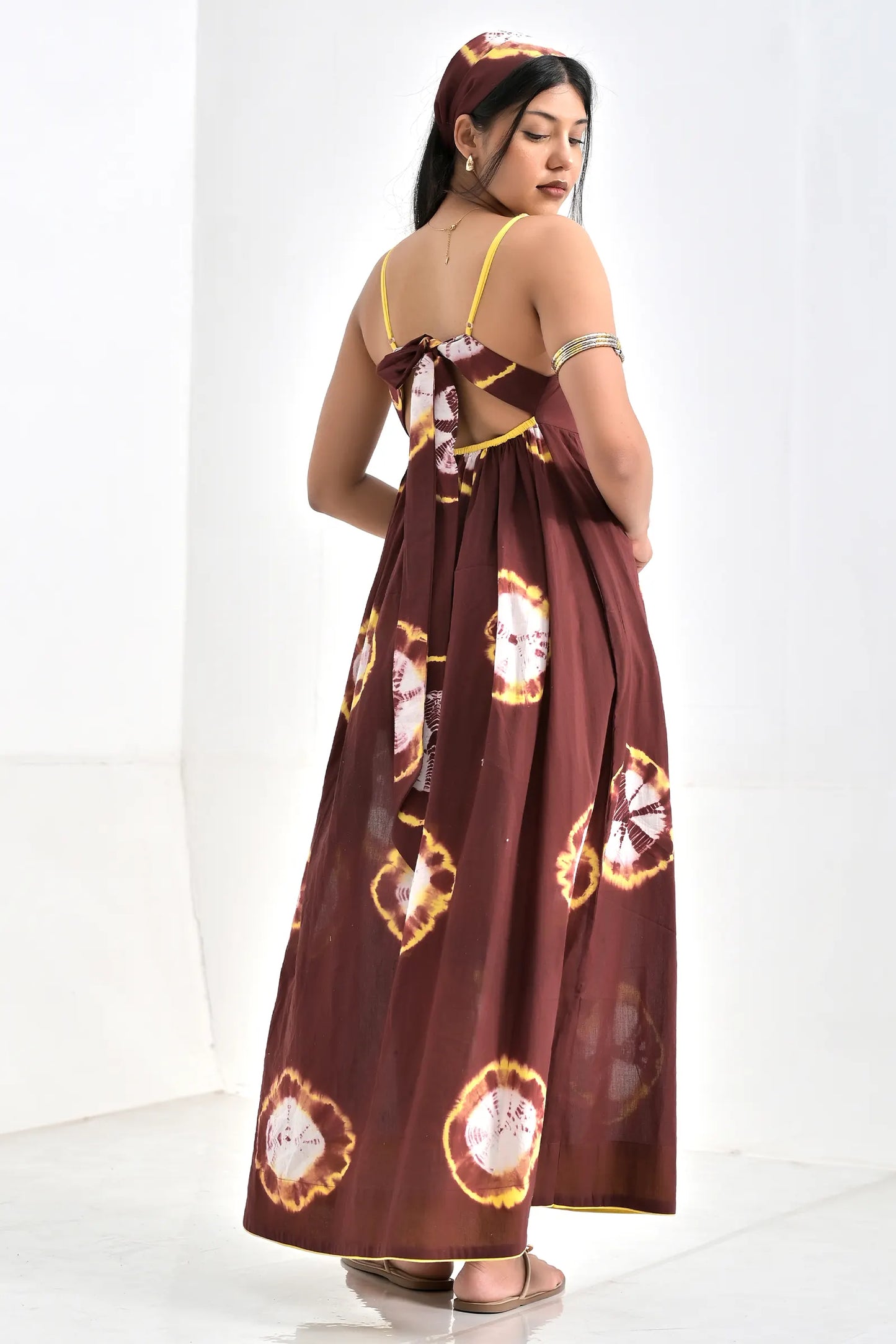 Sheeba Mocha Tie And Dye Cotton Dress
