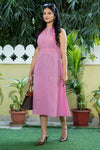 Sienna Bubblegum Slub Cotton A Line Dress With Belt