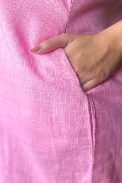 Sienna Bubblegum Pink Slub Cotton Co-Ord Set With Belt
