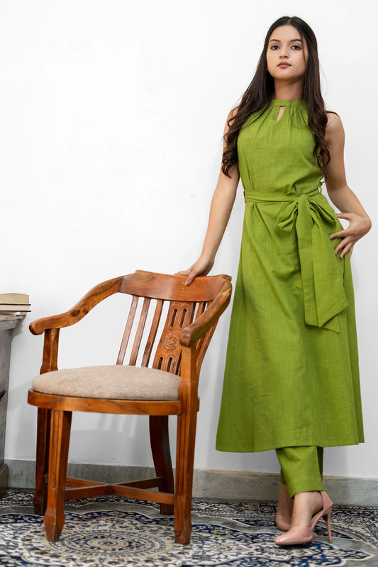 Sienna Heena Slub Cotton Co-Ord Set With Belt
