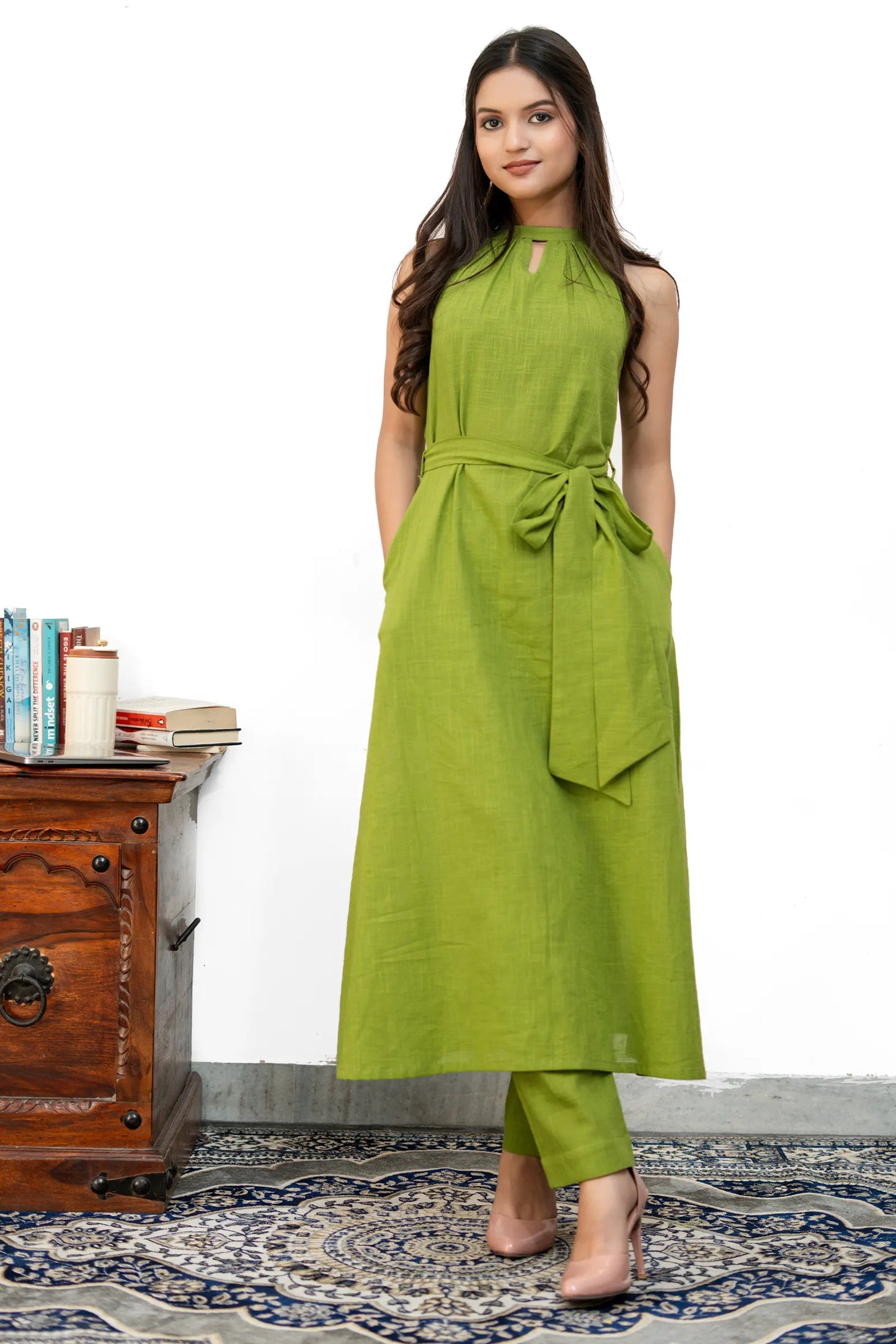 Sienna Heena Slub Cotton Co-Ord Set With Belt