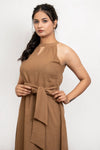 Sienna Mocha Brown Slub Cotton Co-Ord Set With Belt