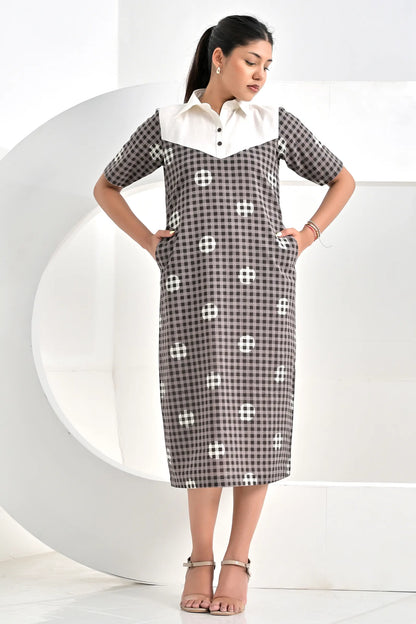 Zara Grey Long Cotton Dress